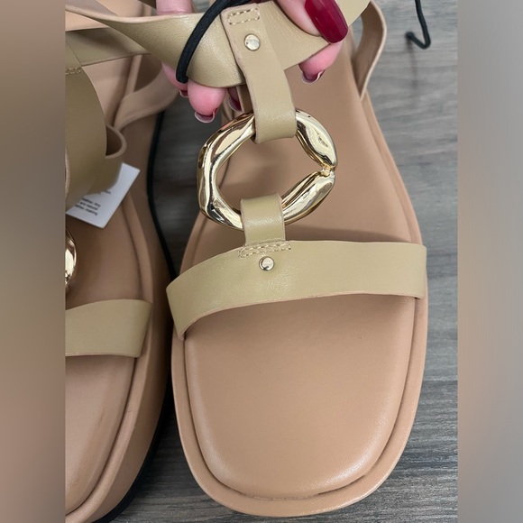 Zara Leather Embellished Flatform Sandals size 10 - Picture 8 of 9